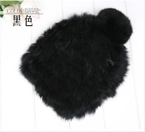 hot sell 2017 autumn and winter knitted rabbit fur hat and cap for women LOVELY Genuine rabbit fur cap