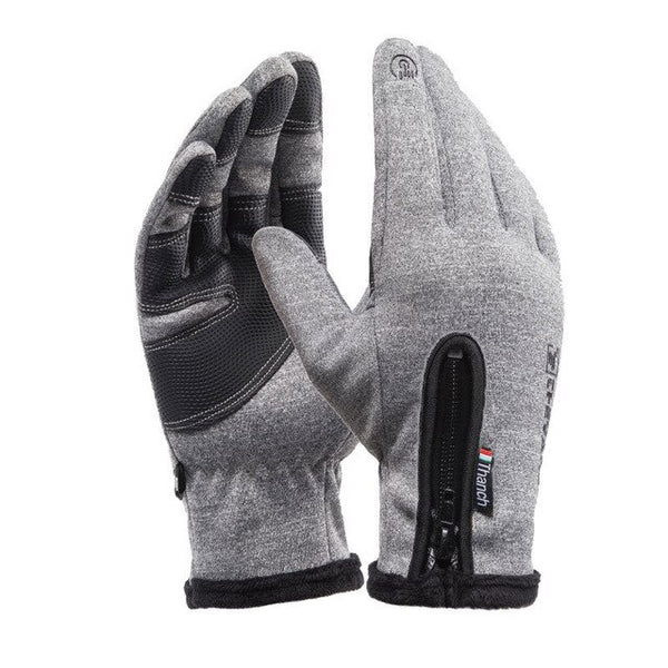 Men Women Sports Fitness Non-slip Cycling Gloves Winter Plus Plush Thick Warm Touch Screen Motorcycle Zipper Ski Glove C57