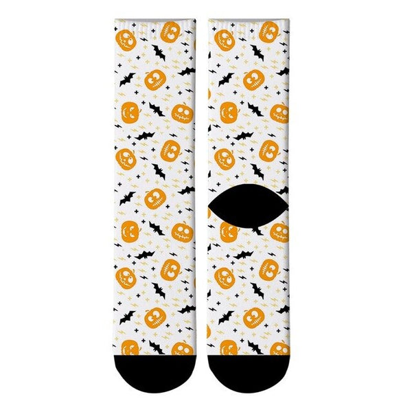 New 3D Printed Cartoon Witch Pumpkin Ghost Crew Socks Men Halloween Party Funny Long Socks Trick or Treat Men's Dress Tube Socks