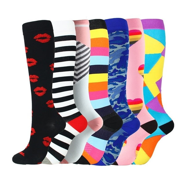 7 pairs Compression Socks Men Women Nylon Yarn Outdoor Sports High Long Tube Stockings Running Socks Unisex Y8