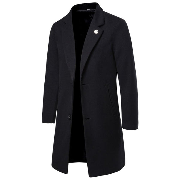 Winter Fashion Men's Solid Color High Quality Coat Clothing Male Thick Warm Overcoat