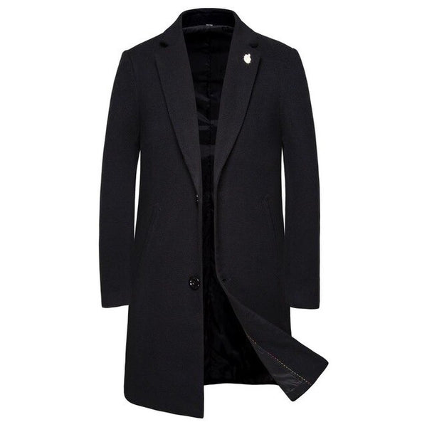 Winter Fashion Men's Solid Color High Quality Coat Clothing Male Thick Warm Overcoat