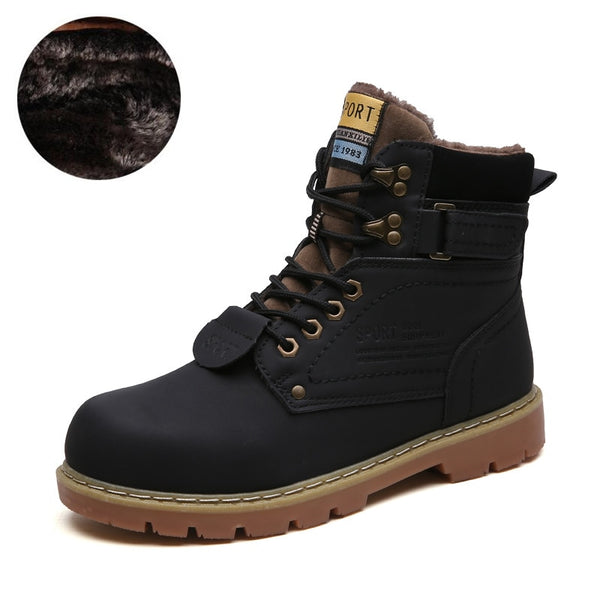 DM68 Mens designer shoes Warm Winter Men Boots Genuine Leather Ankle Boots Men Winter Work Shoes Men Military Fur Snow Boots