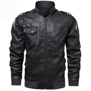 Autumn and winter new fashion trend stand collar leather jacket jacket casual fashion motorcycle clothing leather jacket jacket