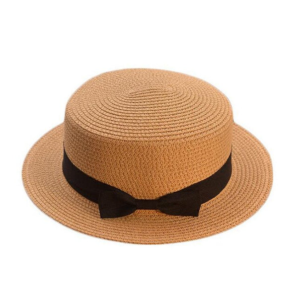 2020 summer Flat sun hats for women chapeau feminino straw hat panama style cappelli Side with pearl Beach bucket cap girl topee