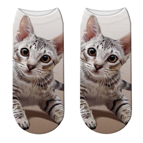 New Funny Puppy Cotton Socks Cat 3D Printing Socks Fashion Women Unisex Cat Pattern Short Ankle Socks Meias Low Ankle Sox