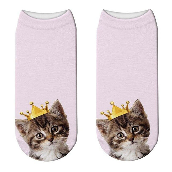 New Funny Puppy Cotton Socks Cat 3D Printing Socks Fashion Women Unisex Cat Pattern Short Ankle Socks Meias Low Ankle Sox