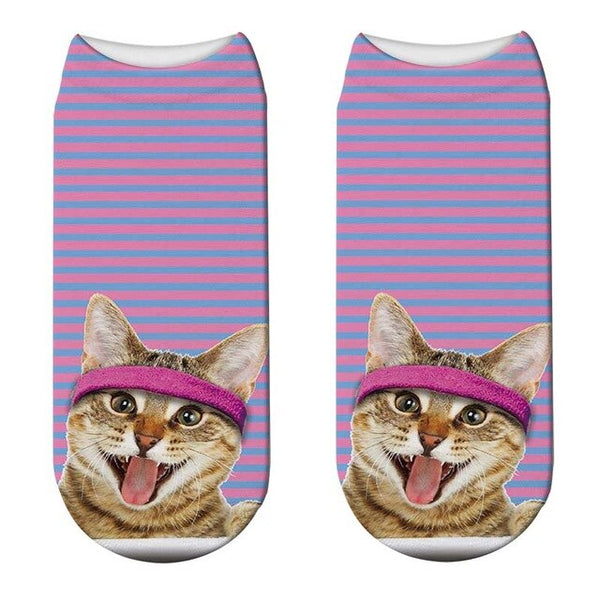 New Funny Puppy Cotton Socks Cat 3D Printing Socks Fashion Women Unisex Cat Pattern Short Ankle Socks Meias Low Ankle Sox