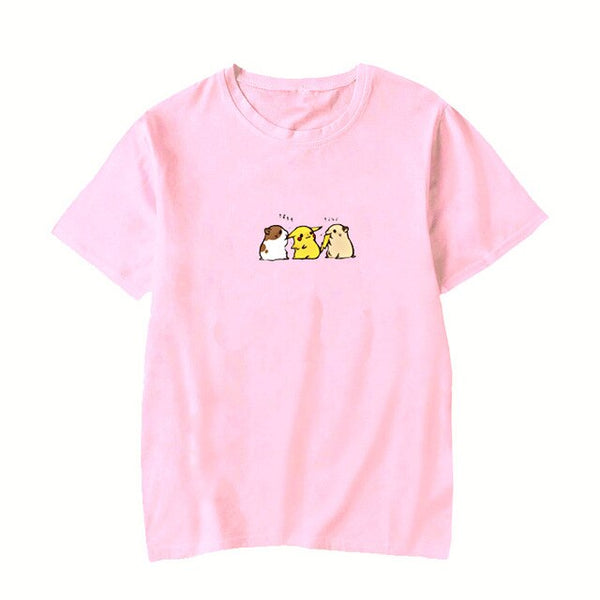 Anime funny pokemon pikachu vs hamster | Cute chibi,  women clothing short sleeve t-shirt hot sale casual summer t shirt