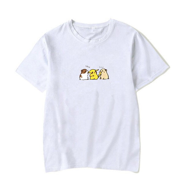 Anime funny pokemon pikachu vs hamster | Cute chibi,  women clothing short sleeve t-shirt hot sale casual summer t shirt