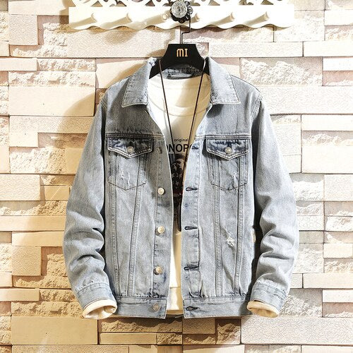 2020 Spring Denim Jacket Men High Quality Aviator Jacket Retro Denim Jacket Street Clothing Fashion Trend Casual Coat