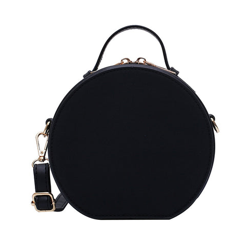 Women Shoulder Bag Fashion Ladies Messenger Bags Youth  Waterproof Handbag Round Simple Female High Quality Pu Leather Bag Black