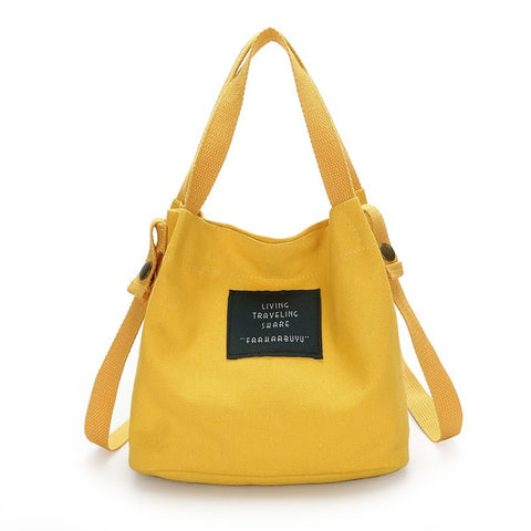 Fashion Small Women's Canvas Handbag Shoulder Crossbody Bags For Women Bag Female Tote Purse Cute Travel Bucket Tote Bag Yellow
