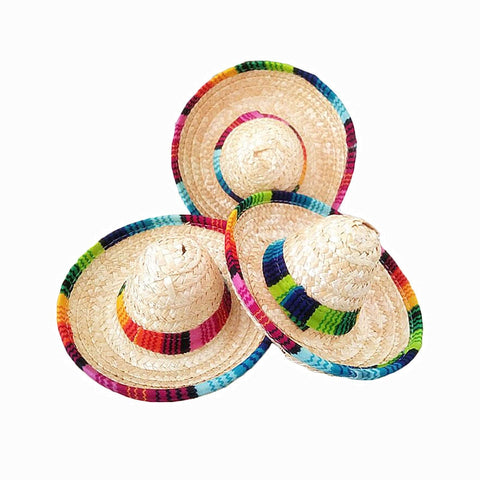 NEW-10Pcs Natural Straw Mexican Hat Mini Sombrero Baby Shower Birthday Party Decoration Tabletop Party Supplies