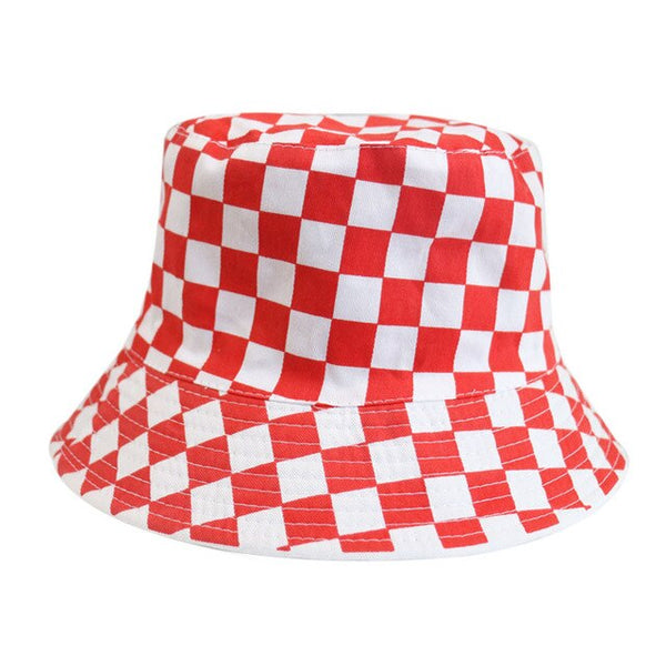 2020 Unisex Summer Foldable Check Bucket Hat Women Outdoor Sunscreen Cotton Fishing Hunting Cap Men Chapeau Sun Prevent Hats