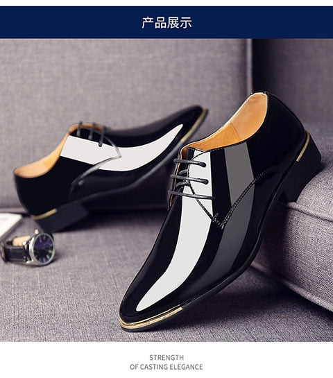 Newly Quality Patent Leather White Wedding Shoes Size 38-48 Black Leather Soft Man Dress Shoes