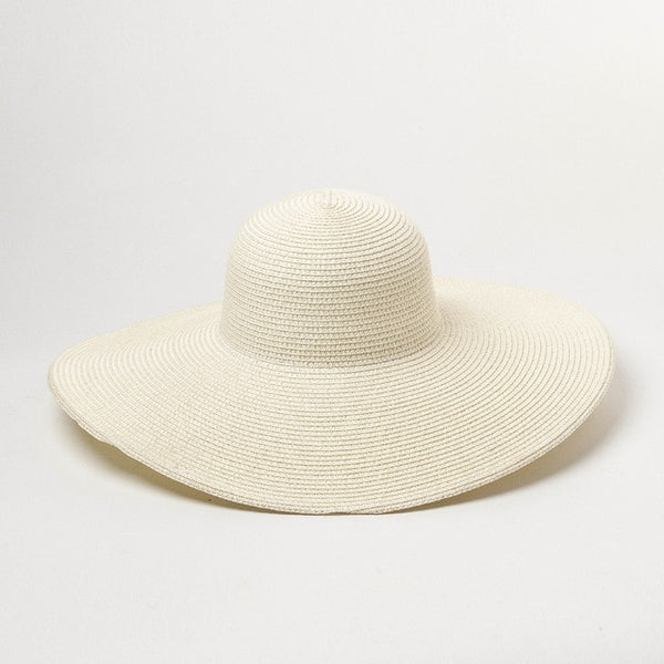 Summer solid color straw hat women big wide along the beach hat sun hat simple foldable sunscreen UV-resistant Panama hat