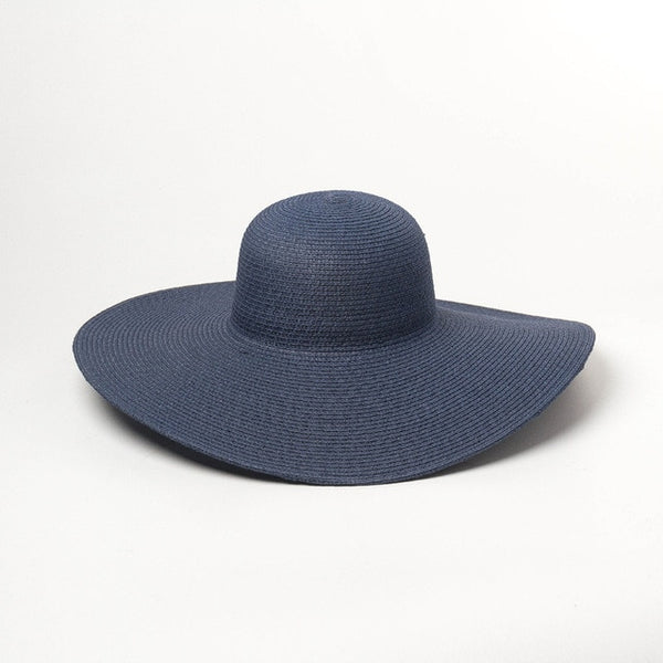 Summer solid color straw hat women big wide along the beach hat sun hat simple foldable sunscreen UV-resistant Panama hat