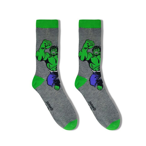 Men's Socks Marvel comic character Super Hero Captain iron hulk Socks skateboard Socks fashion cotton cartoon short socks