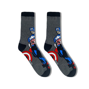 Men's Socks Marvel comic character Super Hero Captain iron hulk Socks skateboard Socks fashion cotton cartoon short socks