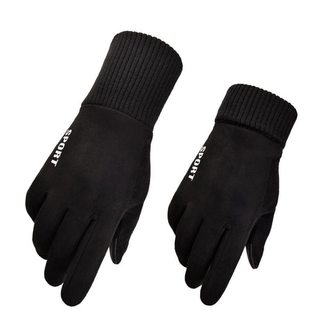 2020 Fashion new layer suede men's thick warm gloves winter gloves  Red