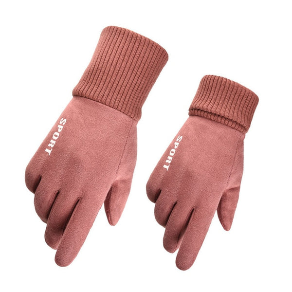 2020 Fashion new layer suede men's thick warm gloves winter gloves  Red