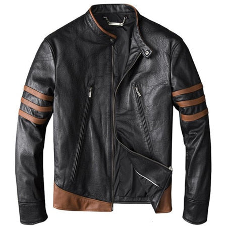 Wolverine Series Streetwear Mens Sheepskin Real Leather Jacket and Coats Motorcycle Genuine Leather Jackets Male Clothing A768