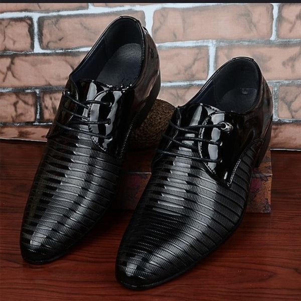 Mens Dress Shoes Fashion Pointed Toe Lace Up Men's Business Casual Shoes Brown Black Leather Oxfords Brand Shoes Big Size 38-48