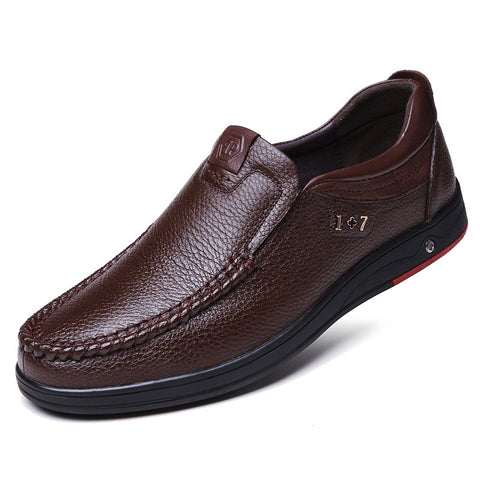 Plus Size 48 Solid Men Casual Leather Shoes Slip On Lazy Single Shoes Man Loafers Business Office Work Shoes For Male 459