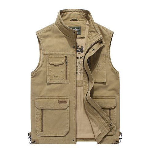 High Quality Reporter Travel Vest 100% Cotton Men Cargo Sleeveless Jacket Multi Pockets Tactical Clothing for Male M-4XL