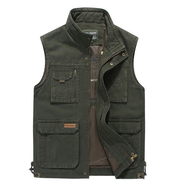 High Quality Reporter Travel Vest 100% Cotton Men Cargo Sleeveless Jacket Multi Pockets Tactical Clothing for Male M-4XL