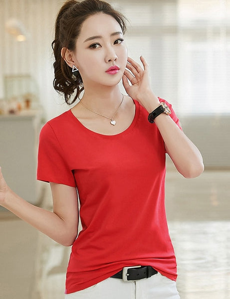 T Shirt Women red  Ladies Top Tee Shirt Summer  Clothing