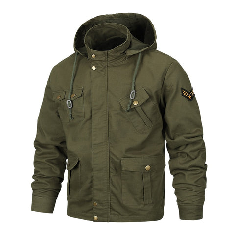 New Military Men's Jacket Coat 6XL Male Hooded Coats 100% Cotton Slim Fat Loose Casual Ourwear Men Brand Clothing  BF2601