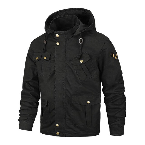 New Military Men's Jacket Coat 6XL Male Hooded Coats 100% Cotton Slim Fat Loose Casual Ourwear Men Brand Clothing  BF2601