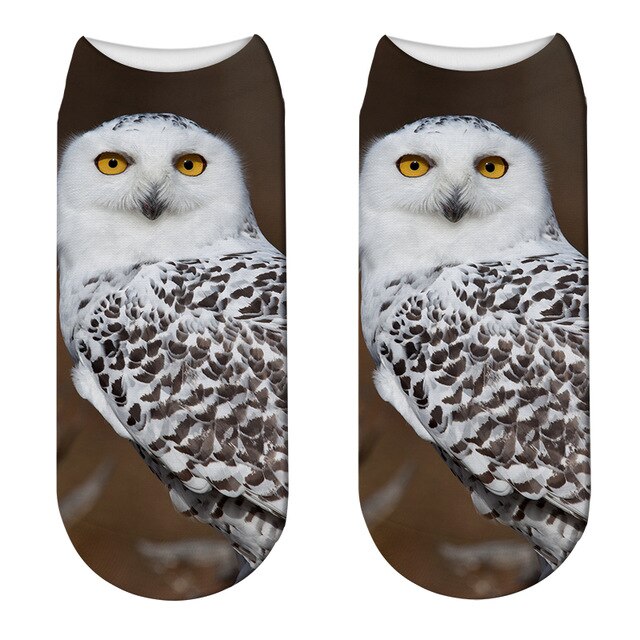 New 3D Printed Animal Socks Unisex Summer Sports Cycling Low Ankle Socks Funny Owl Colorful Kawaii Children Gift Crew Socks