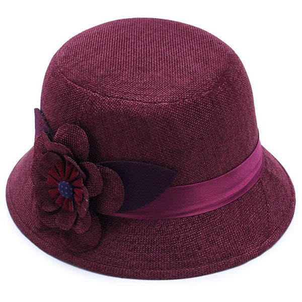 Latest Casual Ladies Linen Breathable Shade Big Flower Princess Multi-color Flat Top Sun Hat Ladies Summer Hat