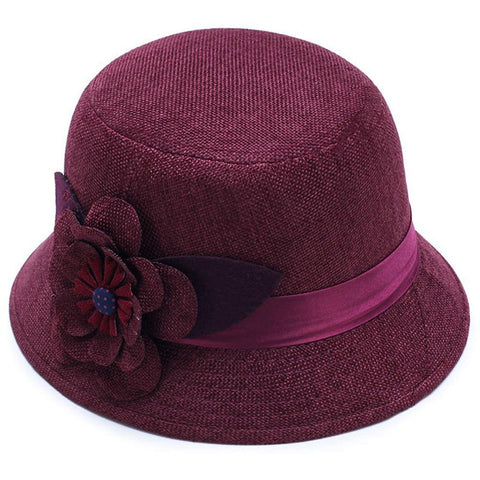 Latest Casual Ladies Linen Breathable Shade Big Flower Princess Multi-color Flat Top Sun Hat Ladies Summer Hat