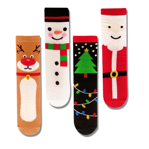 Funny cute christmas socks men women cartoon kawaii christmas tree elk cotton tube socks snowman happy socks harajuku gift