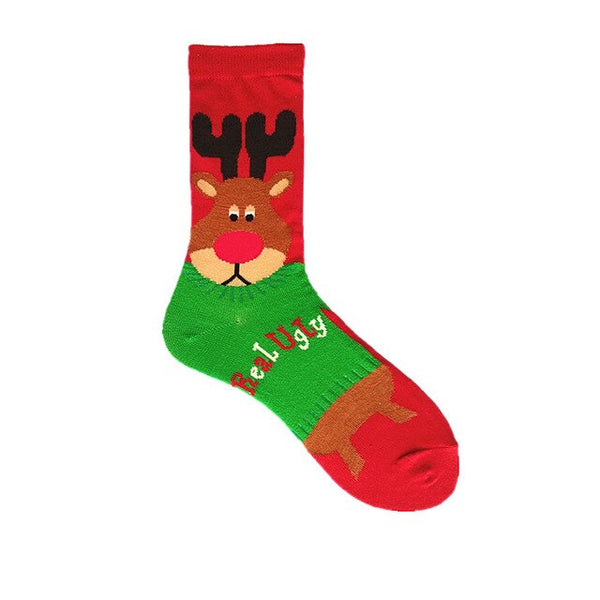 Funny cute christmas socks men women cartoon kawaii christmas tree elk cotton tube socks snowman happy socks harajuku gift