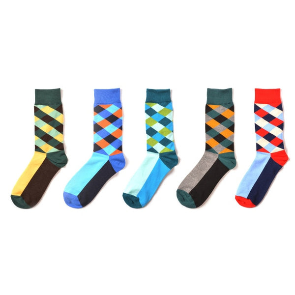 5 pairs/lot New arrival men happy socks zebra geometry mustache Hip Hop funny fashion socks Street Wear dress pack winter