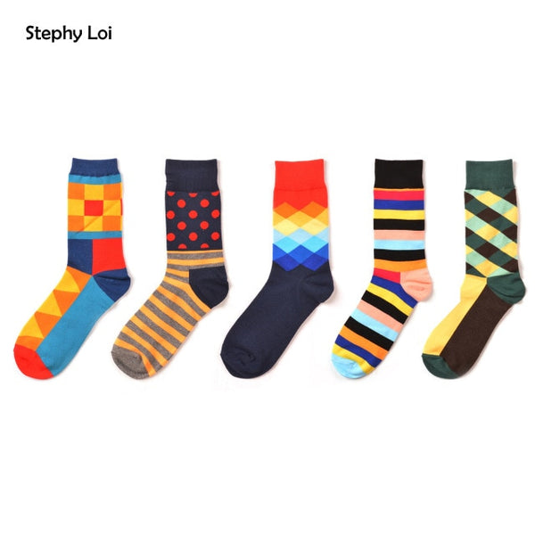 5 pairs/lot New arrival men happy socks zebra geometry mustache Hip Hop funny fashion socks Street Wear dress pack winter