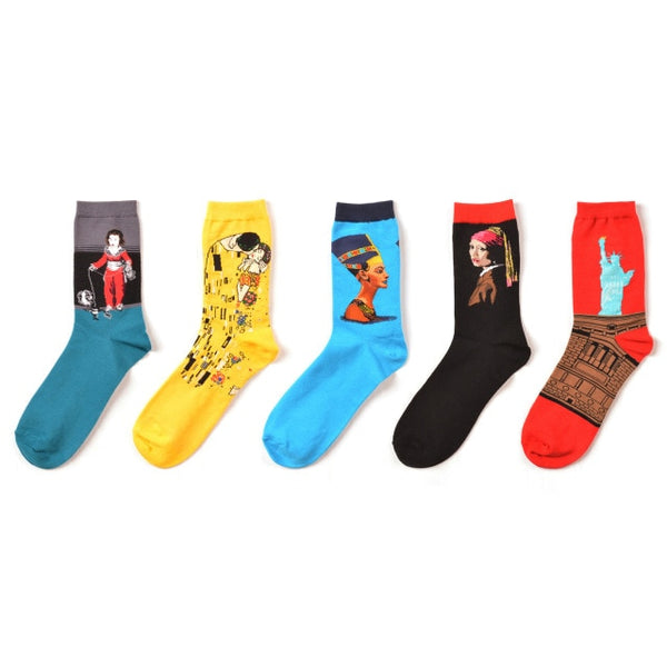 5 pairs/lot New arrival men happy socks zebra geometry mustache Hip Hop funny fashion socks Street Wear dress pack winter